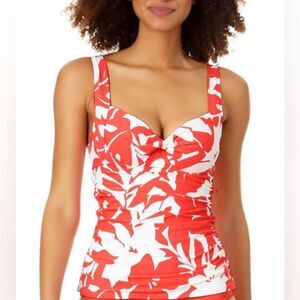 NWT Anne Cole Women's Printed Twist Underwire Top Swimsuit Orange Size 20W